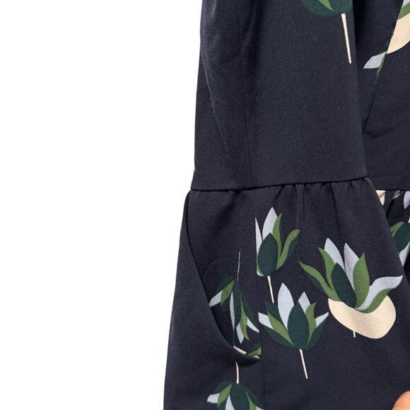 Ann Taylor Factory Womens Size 6 Sleeveless V-Neck Floral Midi Romper Blue/Ruffl - Picture 10 of 12